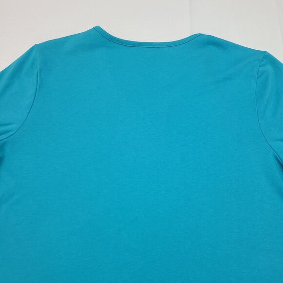 Coral Bay Womens Embellished V-Neck Blue Short Sleeve Top Size L - Picture 4 of 5